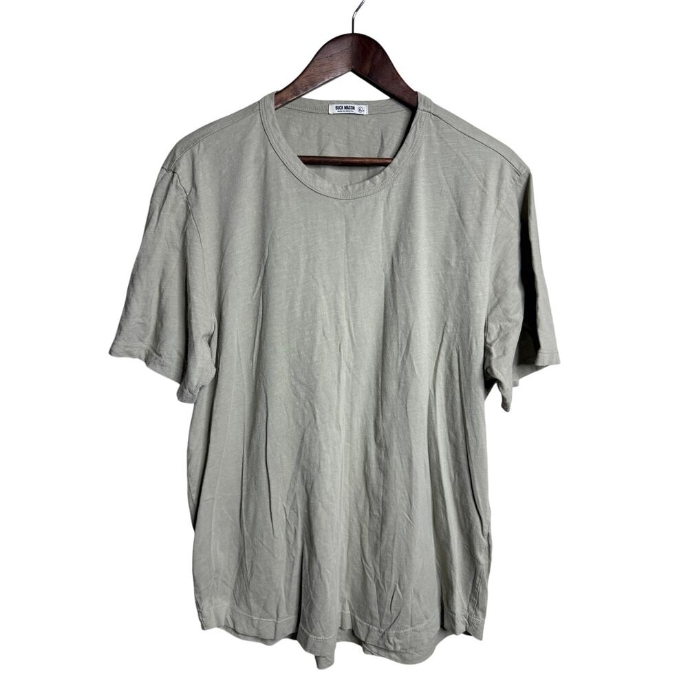 Buck Mason Cotton Curve Hem T-Shirt size XL Sage Green Made in USA